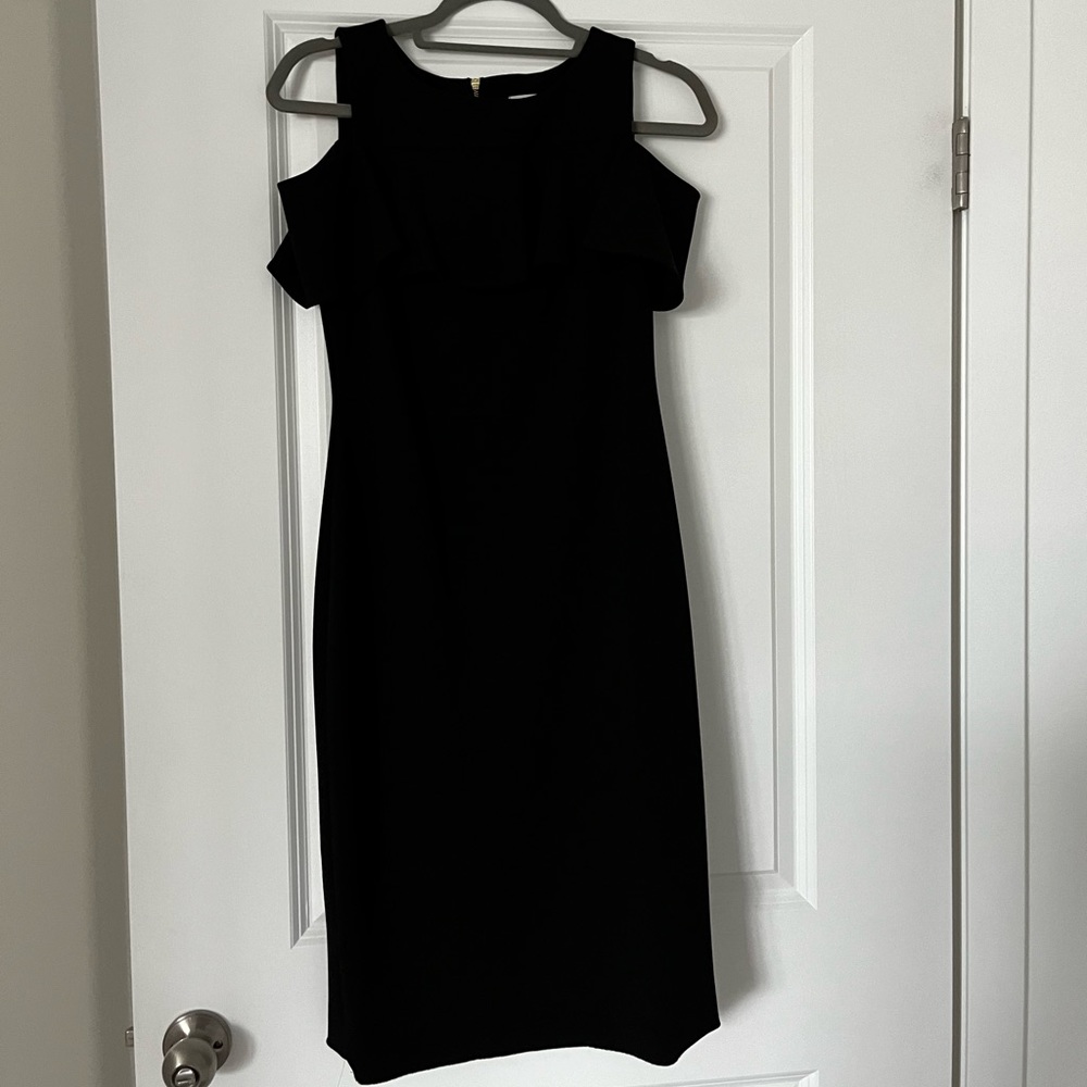 Calvin Klein Black Midi Dress with Gold zipper